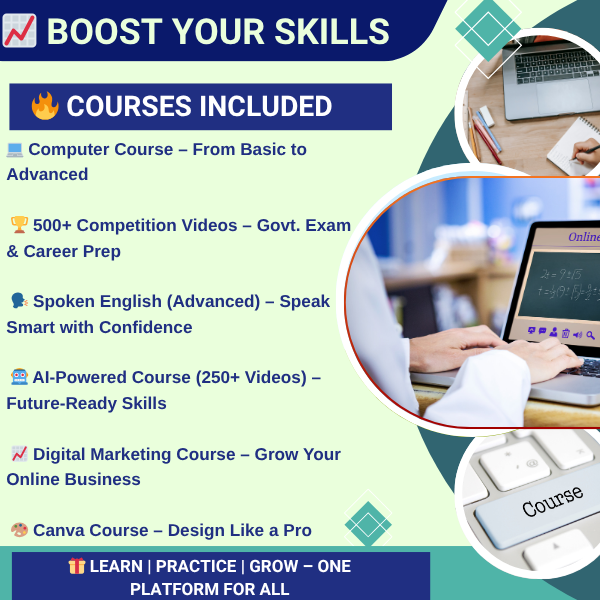 Grid of various computer and IT courses with an Indian girl student selecting a course on screen