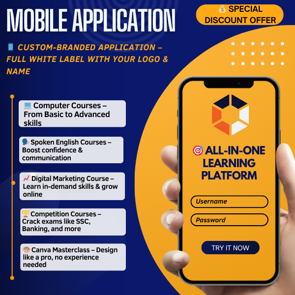 Indian girl student using branded mobile app for computer classes, revision, mock tests